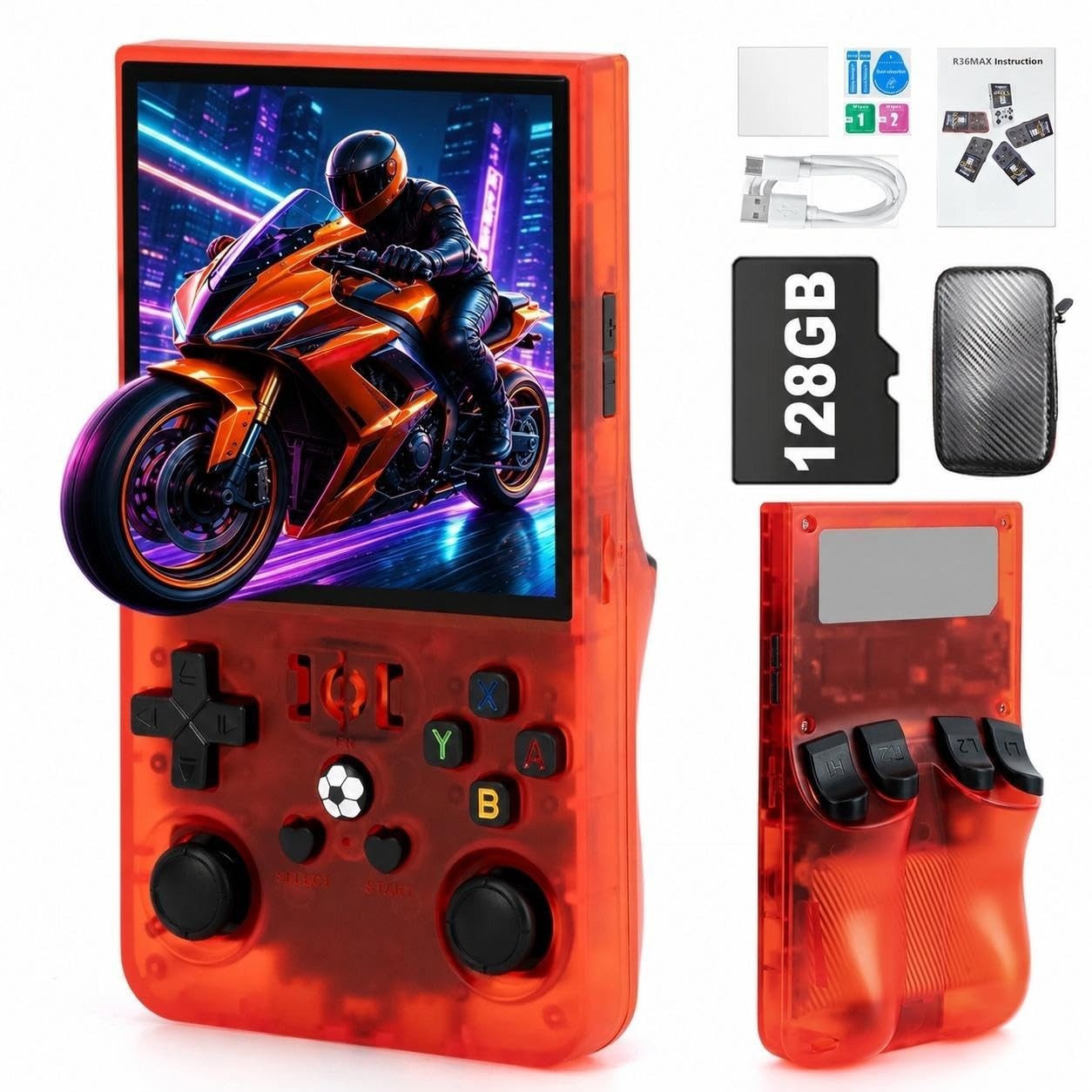 Rhesusco R36MAX Handheld Game Console – 4.0-Inch Screen, Support 22000+Classi…