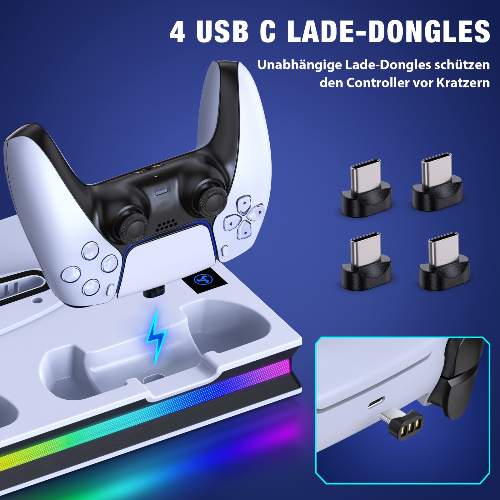 PS5 Slim Controller Charger Station Vertical Cooling Fan Stand For Playstation 5