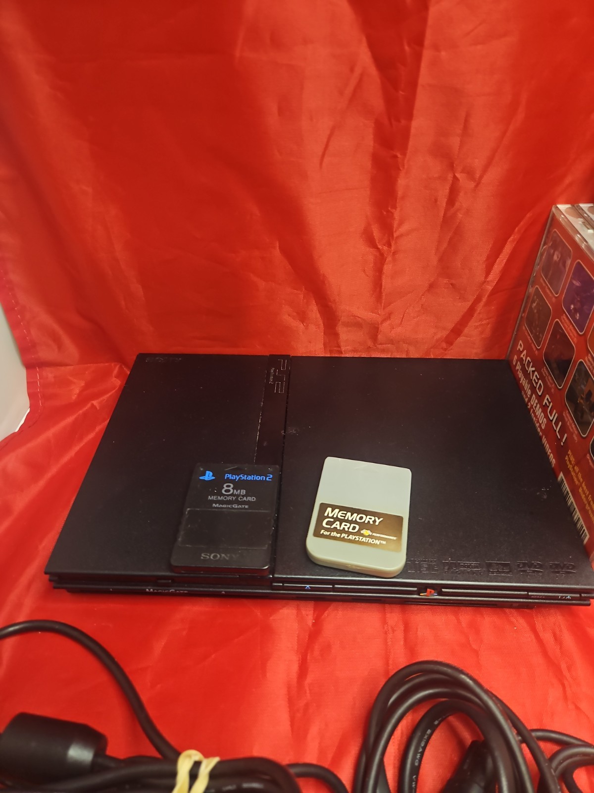 Sony PS2 Slim Black Console Bundle Lot Controller 6 Games & Cables SCPH-70012