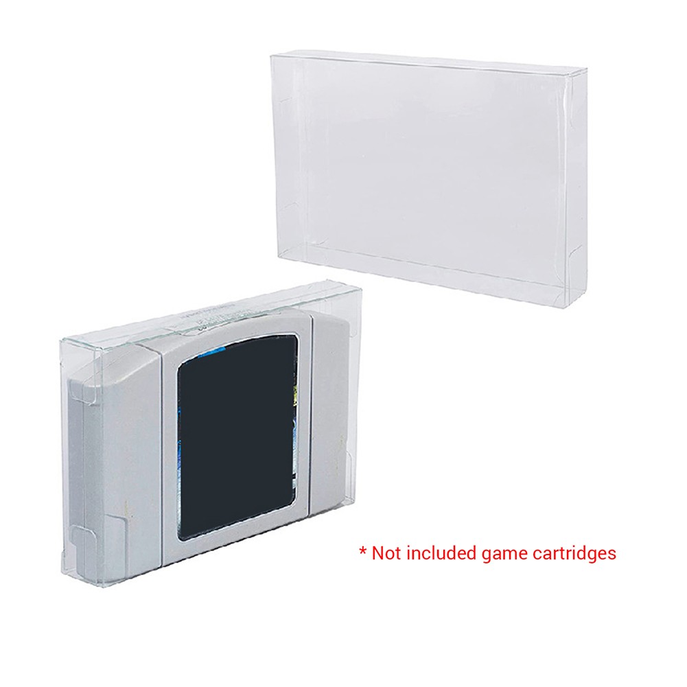 Clear Plastic Case Sleeve Protector Storage Box For Nintendo N64 Games Cartridge