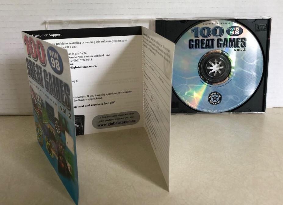 100 Great Games Vol. 2 PC Game CD-Rom Windows 98 Global Star Software