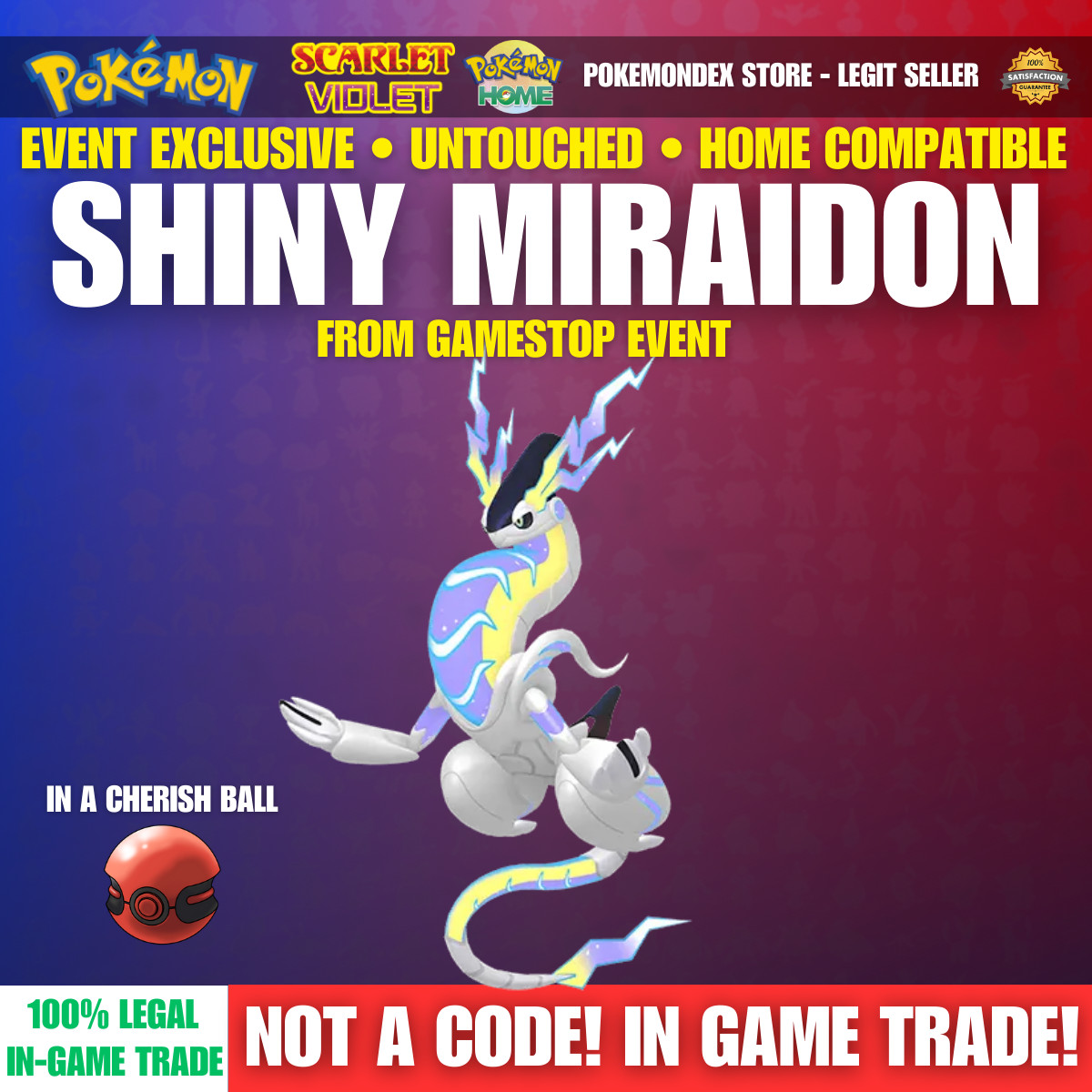 SHINY MIRAIDON ⭐️ 2025 GAMESTOP ⭐️ UNTOUCHED ✨ Pokemon Scarlet And Violet