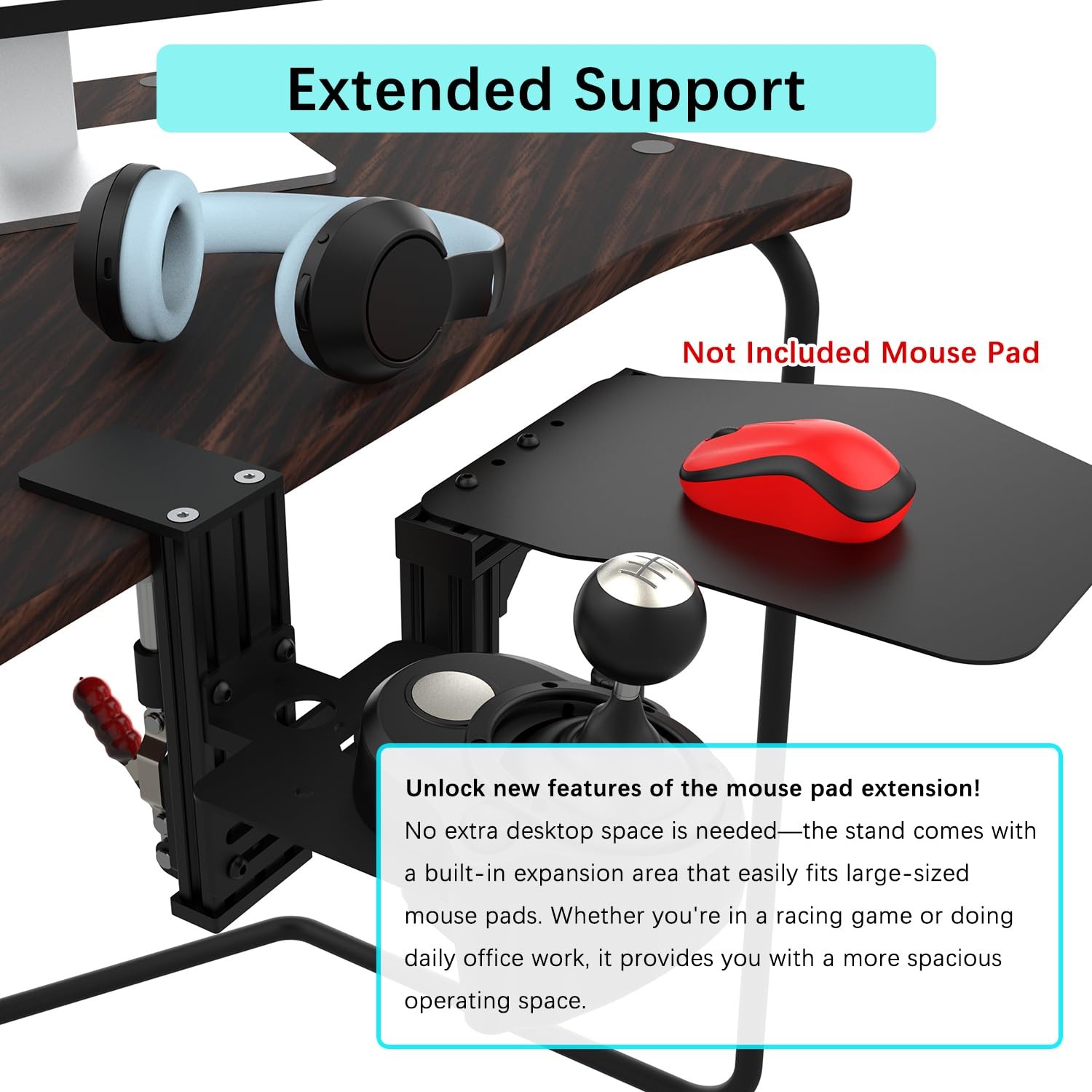 EG STARTS Desk Mount Clamp Sim Racing Wheel Stand Simulator Cockpit Black