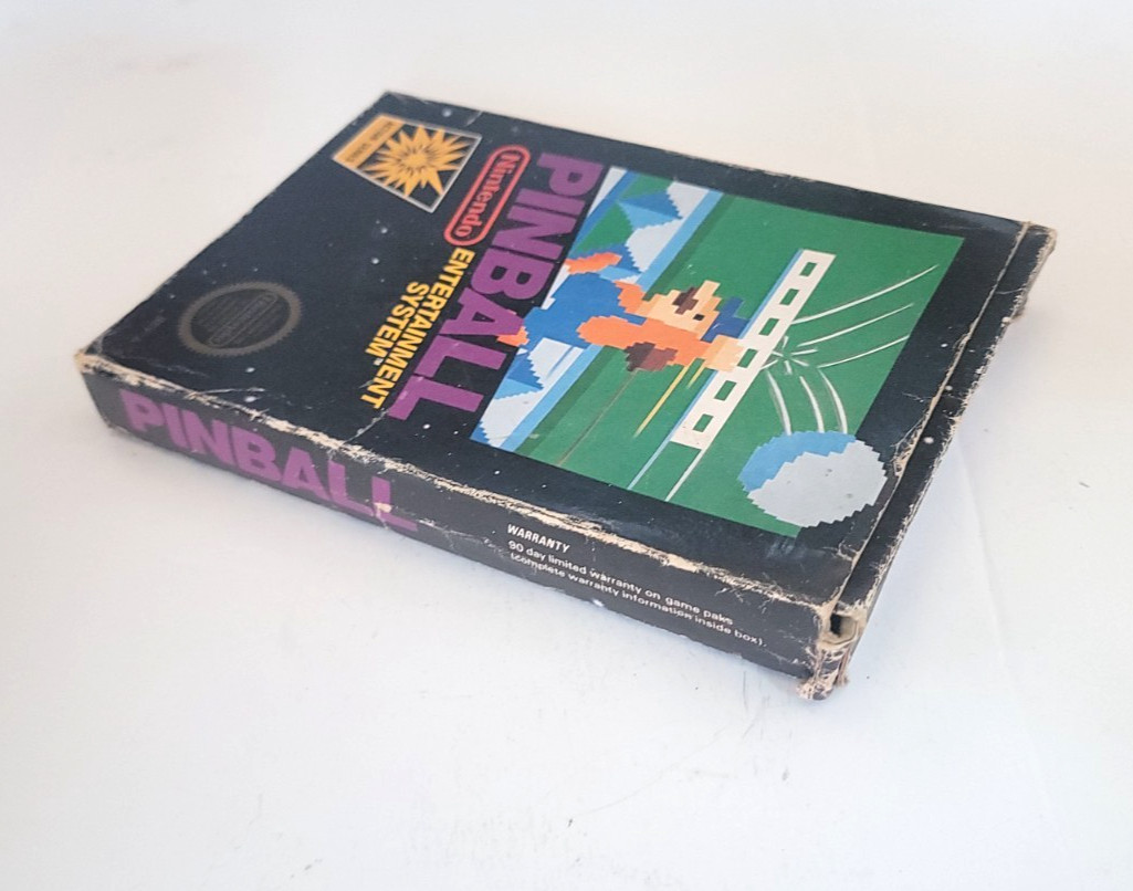 Vintage NES 1985 Pinball Round Seal Three Screw Cartridge Nintendo Box Fair Cond