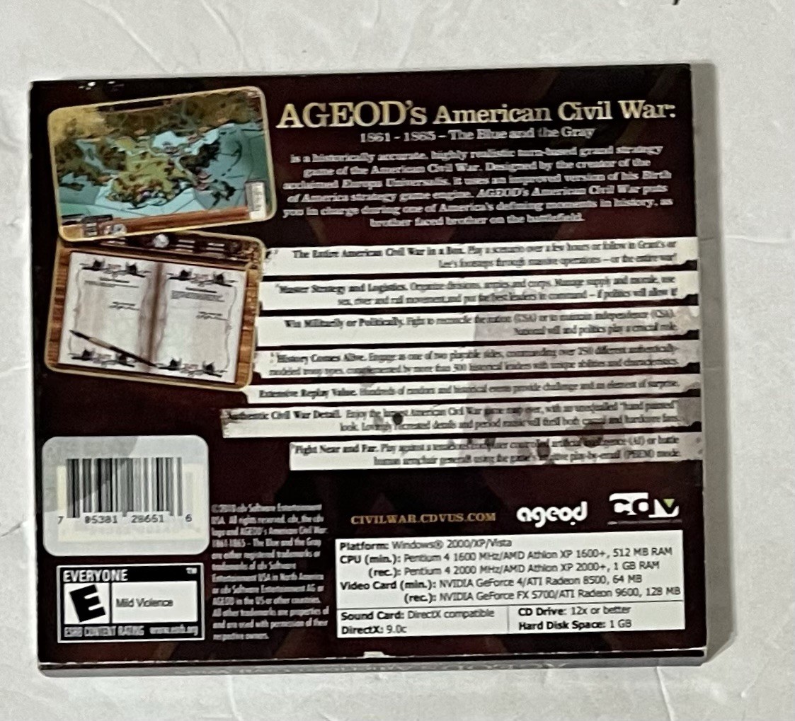Ageod’s American Civil War 1861-1865 The Blue and the Gray (PC, 2010) NEW SEALED