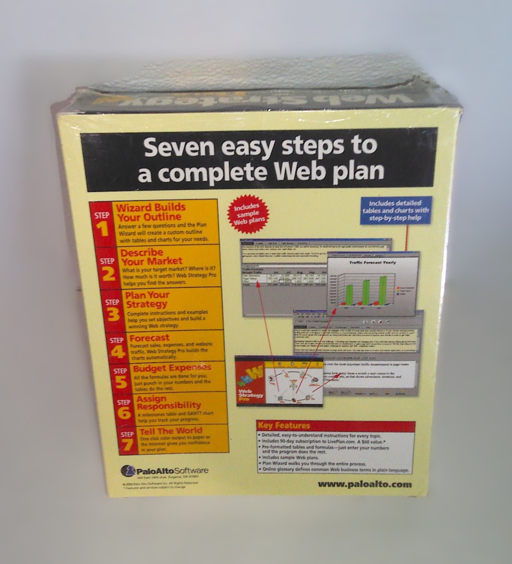 Web Strategy Pro Palo Alto Software 2000 CD-ROM Sealed Vintage Business Plan Web