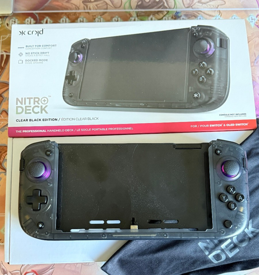 CRKD Nitro Deck+ Handheld Pro + swappable thumb sticks + Pokemon Travel Bag Hori