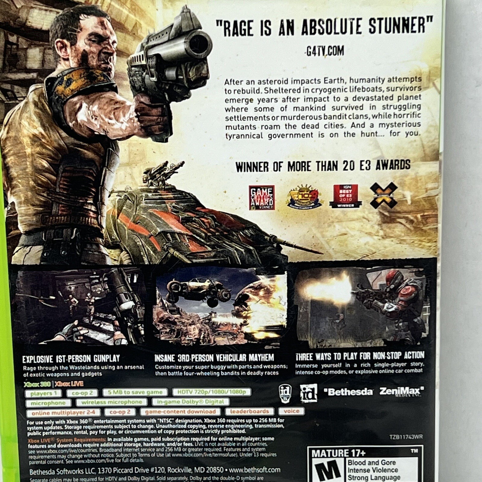 Rage Microsoft Xbox 360 Video Game No Manual