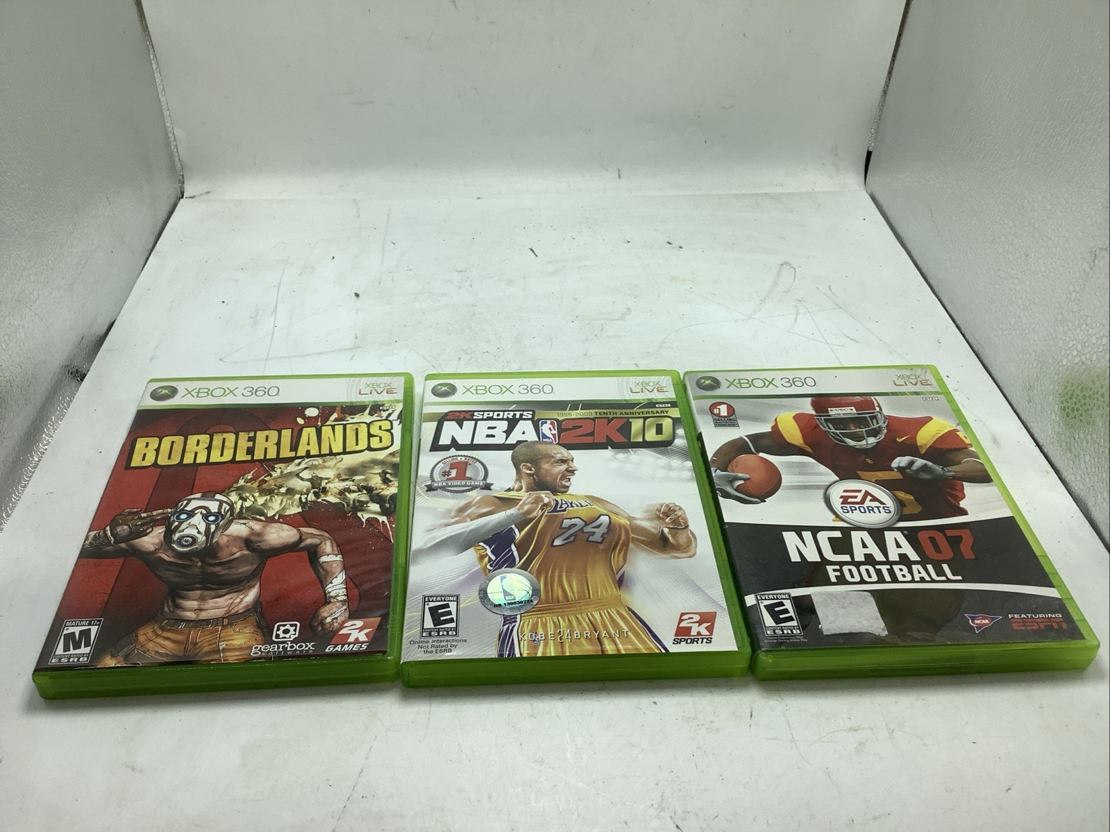 Lot of 3 Xbox 360 Games NBZ 2K10 NCAA 07 FOOTBALL BORDERLANDS TESTED