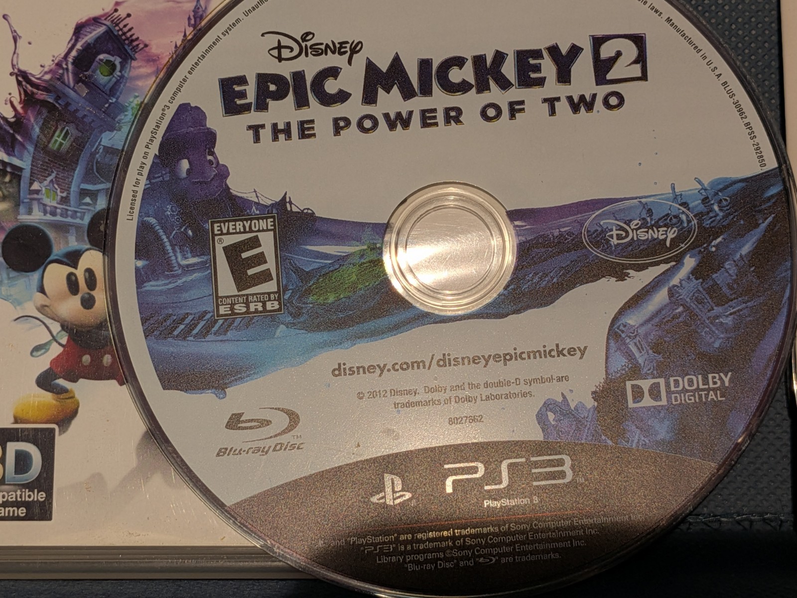 Epic Mickey 2: The Power of Two Sony PlayStation 3 Disk and Case