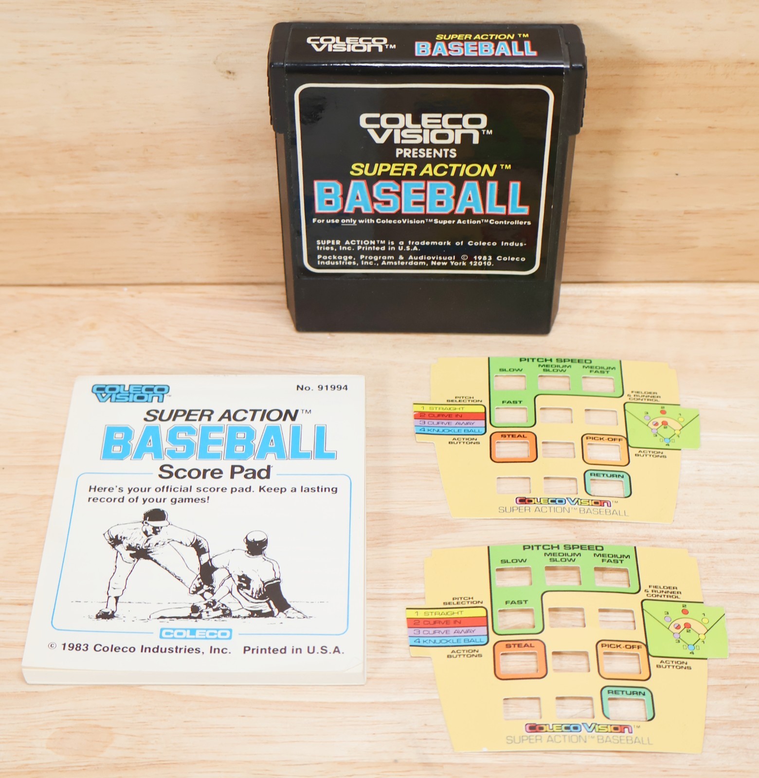 ColecoVision Super Action Controller Set With Box Baseball Game & Manual 1983