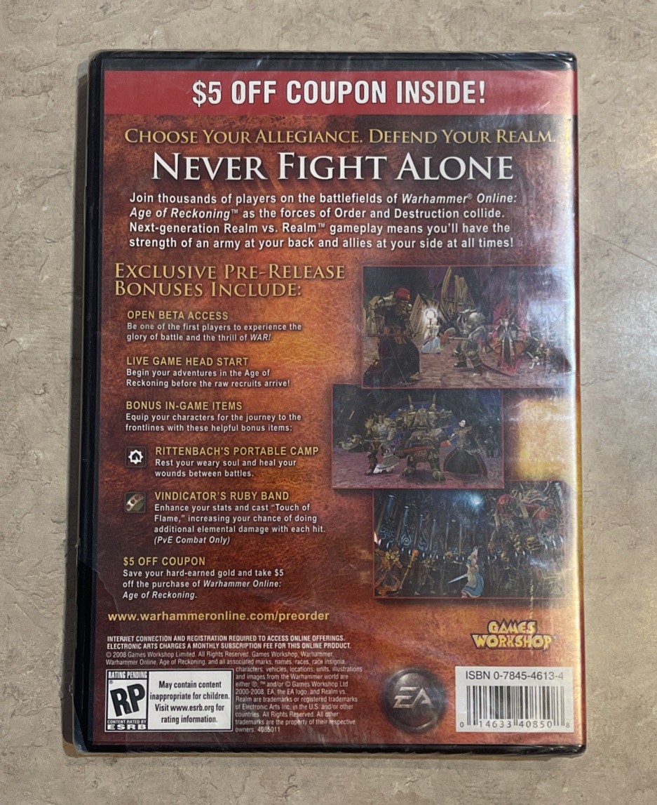 Warhammer Online: Age of Reckoning Pre-Release Bonus Edition PC DVD-ROM – Sealed