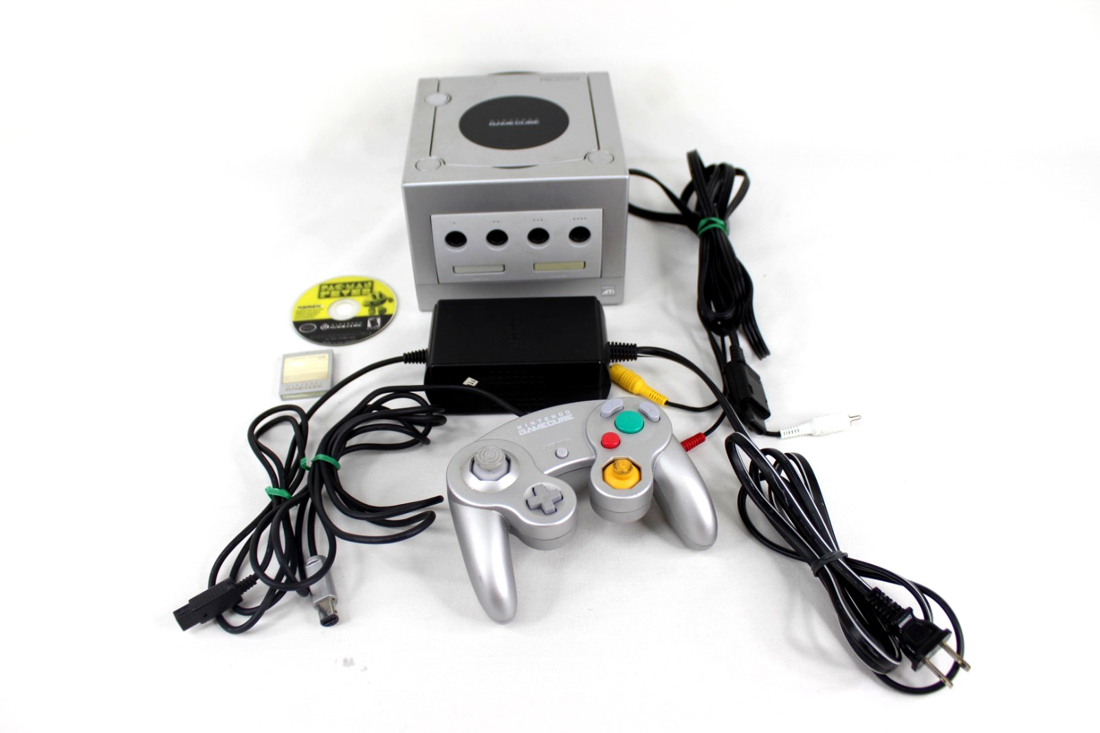 Nintendo Gamecube Console Platinum Silver Model DOL-101(USA) Bundle Game Memory