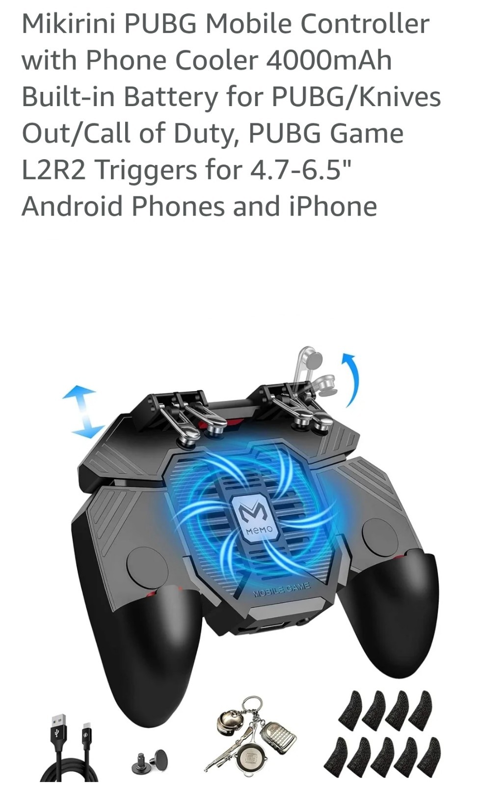 PUBG Mobile Controller Mikirini with Phone Cooler 4000mAh Battery