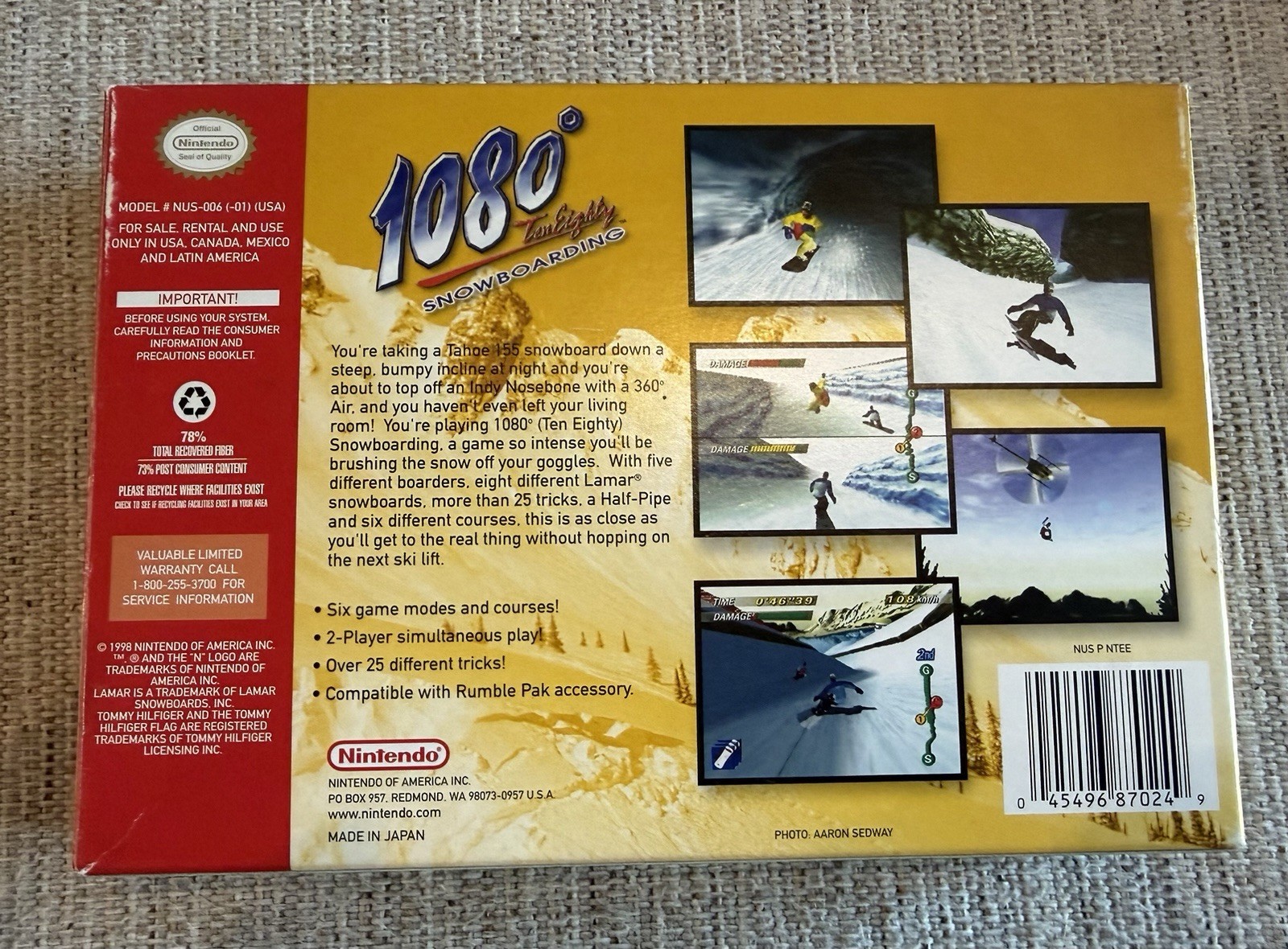 1080 Snowboarding Nintendo 64 N64 – Complete in Box CIB – Near Mint – Authentic