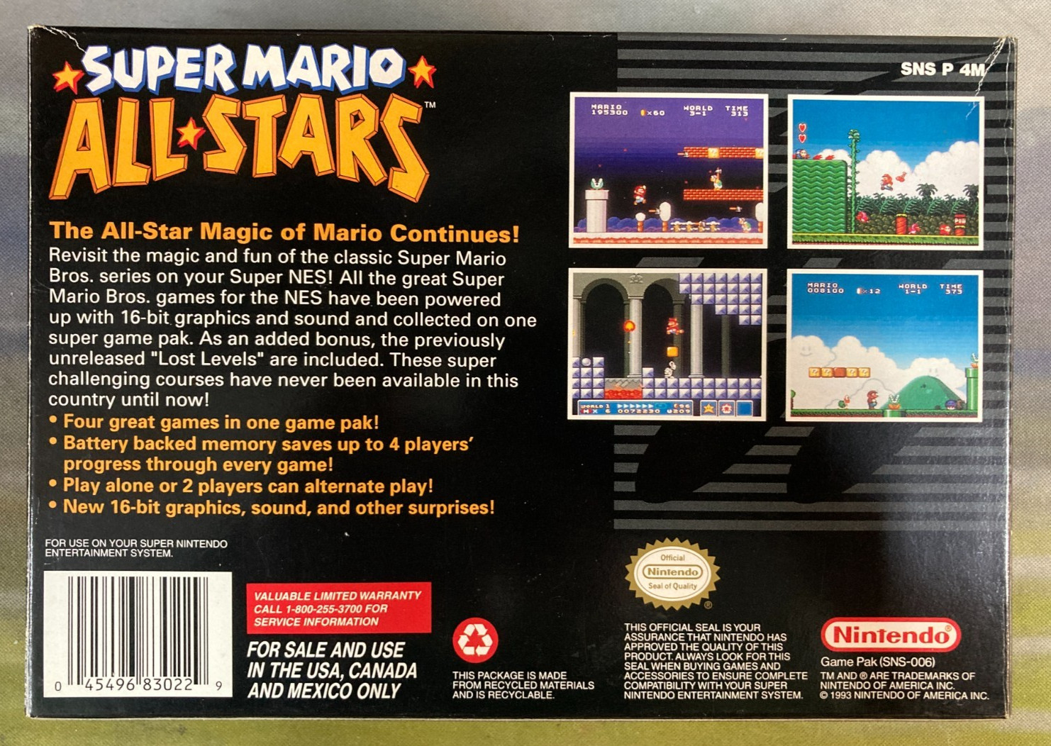 Super Mario All Stars (Super Nintendo SNES) Complete in Box CIB