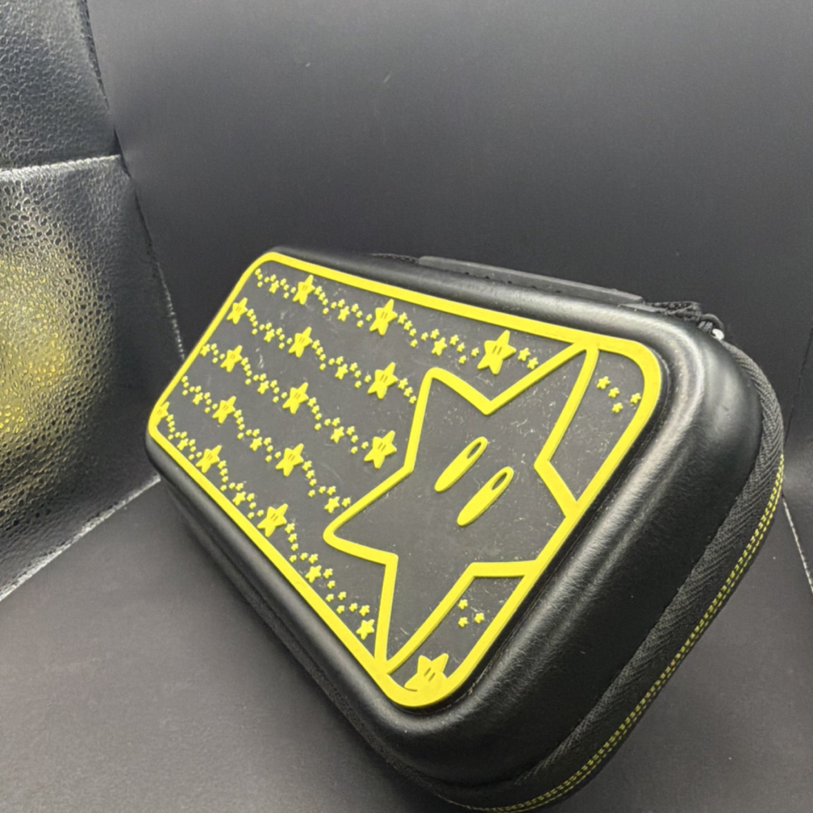 Nintendo Switch Black Yellow Star Design Padded Hard Shell Carrying Case 2023