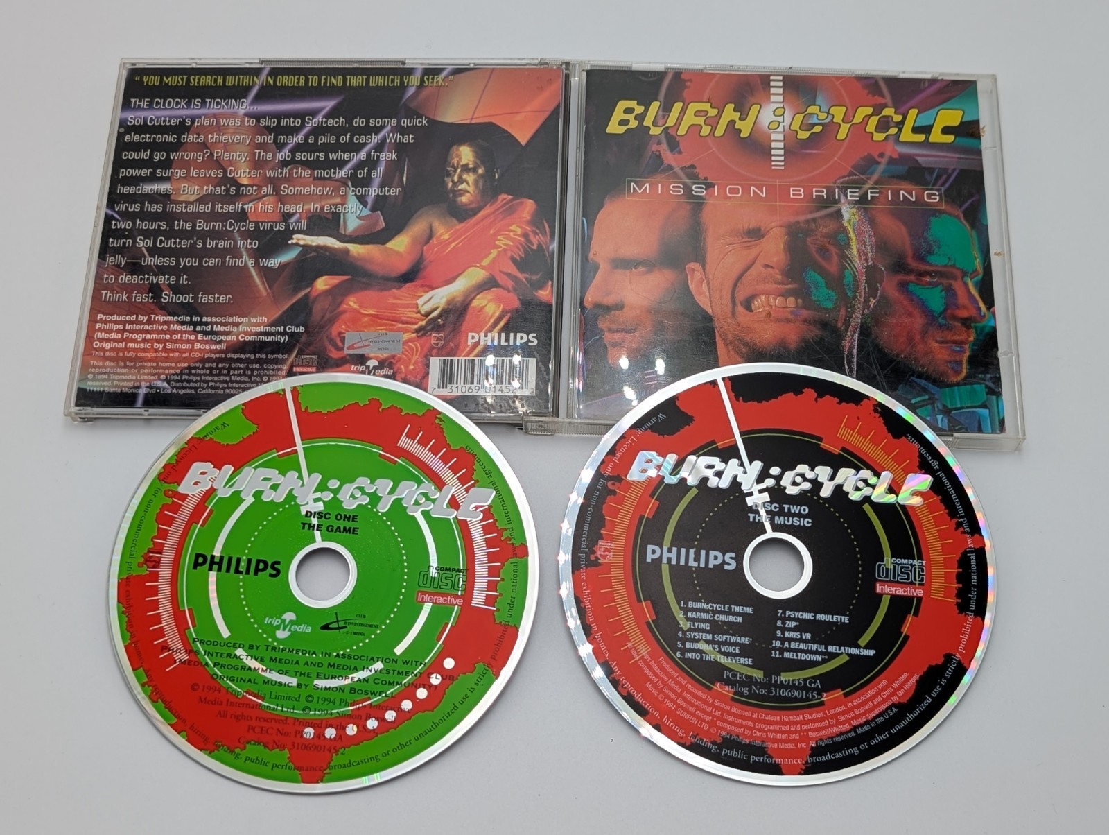 Burn:Cycle Philips CD-i PAL 1994 Philips Interactive Media Complete w/ MusicDisc