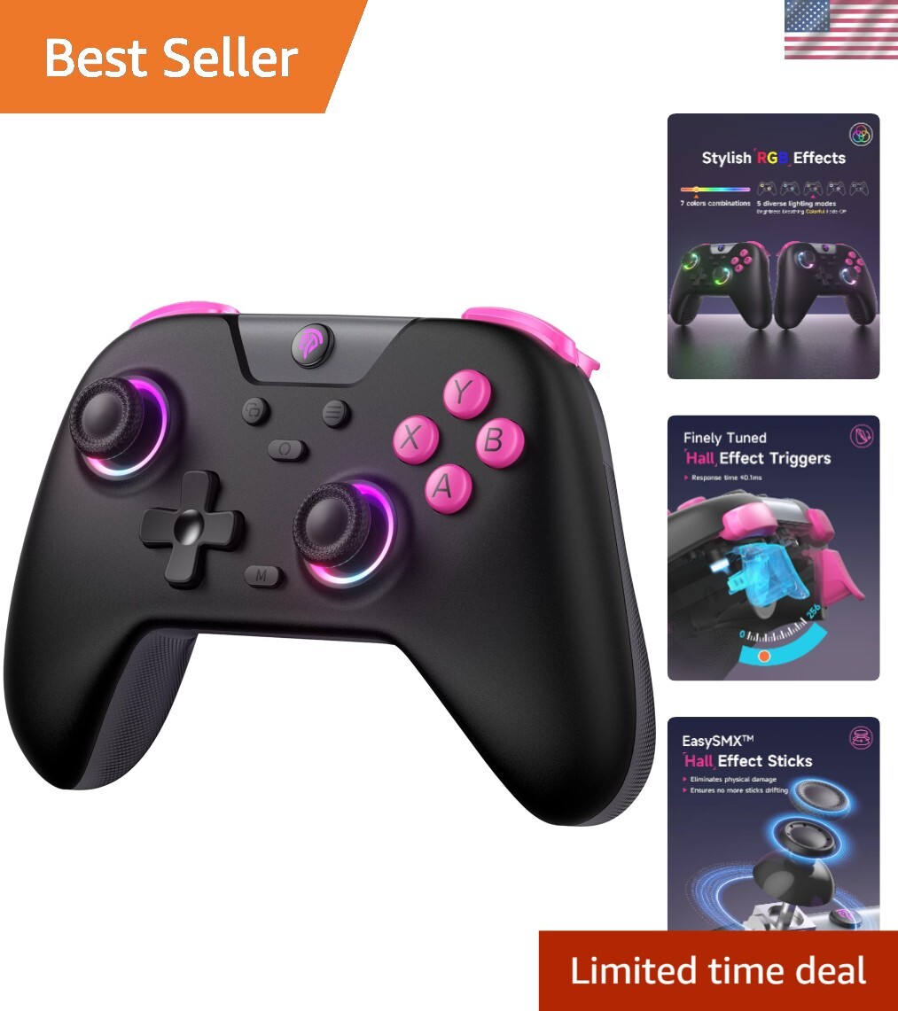 2.4g Wireless Gaming Controller – Multi-Platform with RGB Lights & Hall Effect