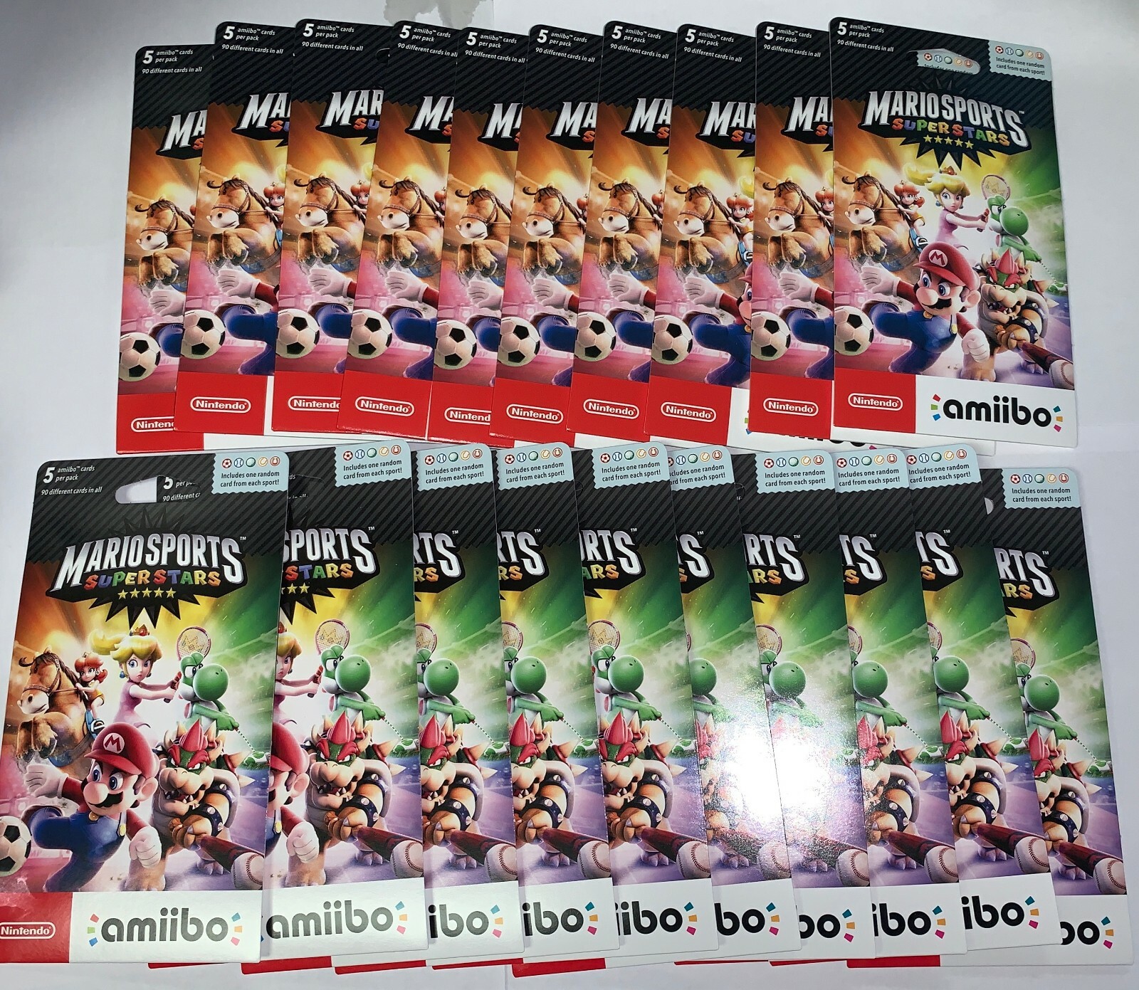 20 NEW Sealed Packs Nintendo Amiibo Cards 100 Total Mario Sports Superstars