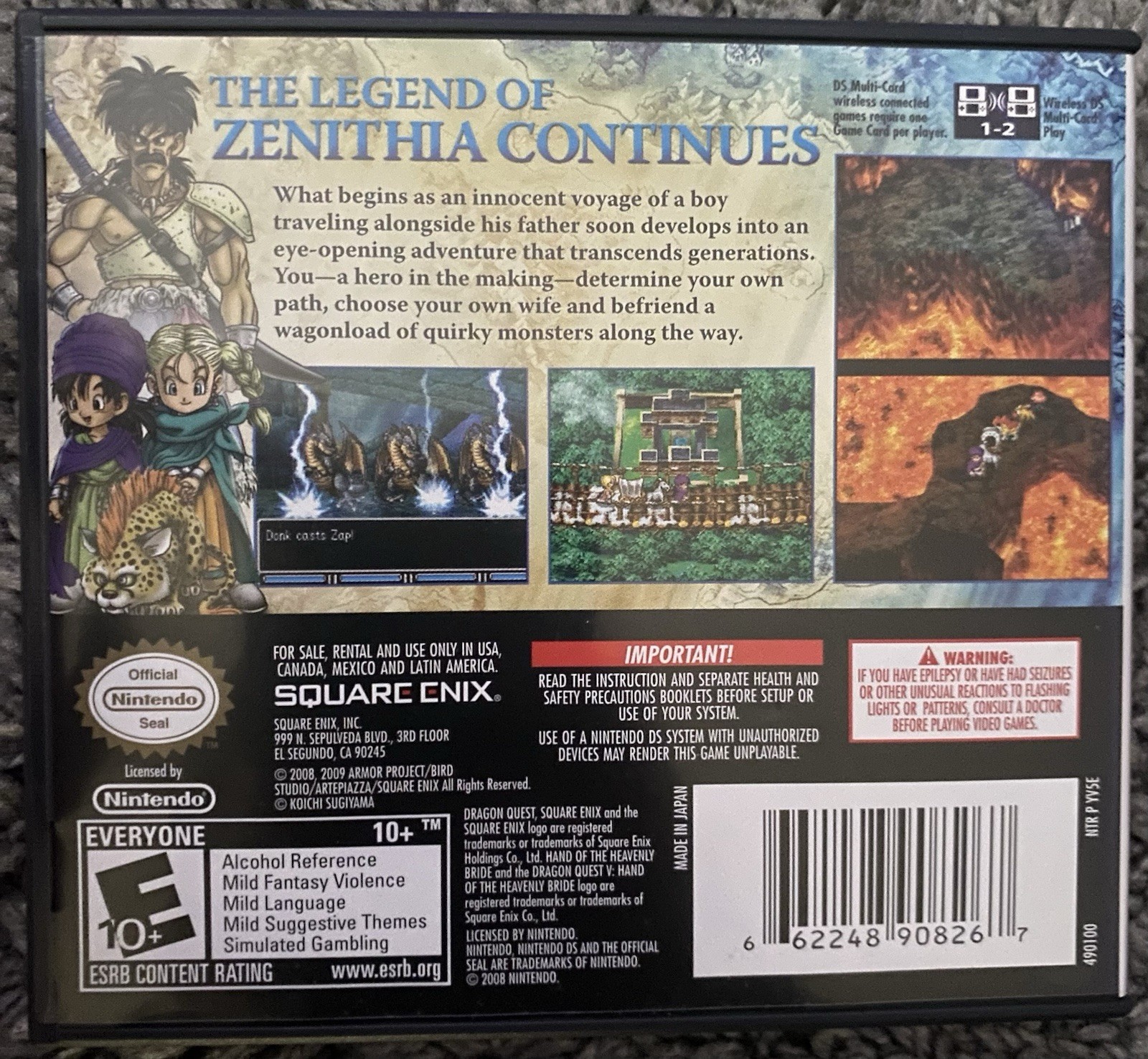 Square Enix Dragon Quest V: Hand of the Heavenly Bride Nintendo DS Manual