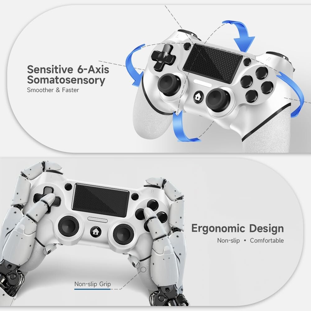 Wireless Controller for PS4 with Non-Slip Grip, 3.5mm Audio Jack and Thumb Caps