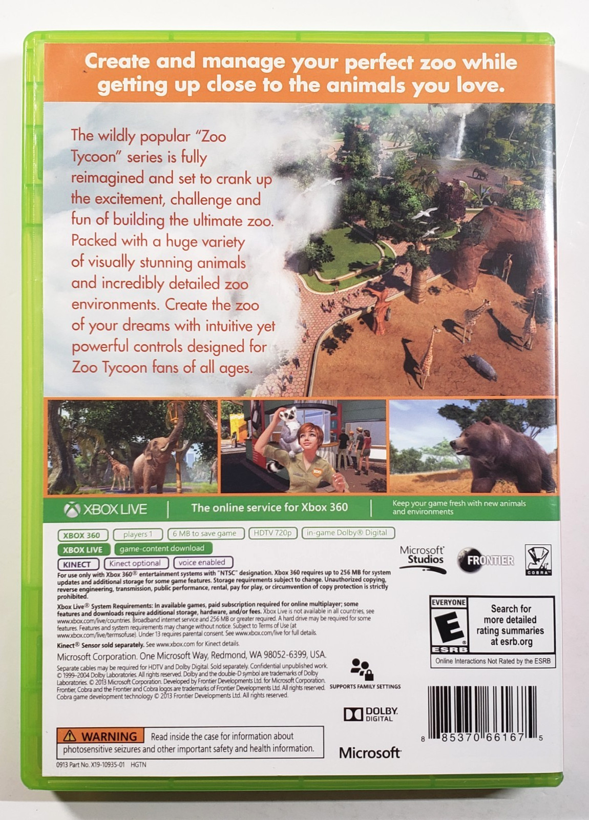 Zoo Tycoon (Microsoft Xbox 360, 2013) Case & Game – Tested Working
