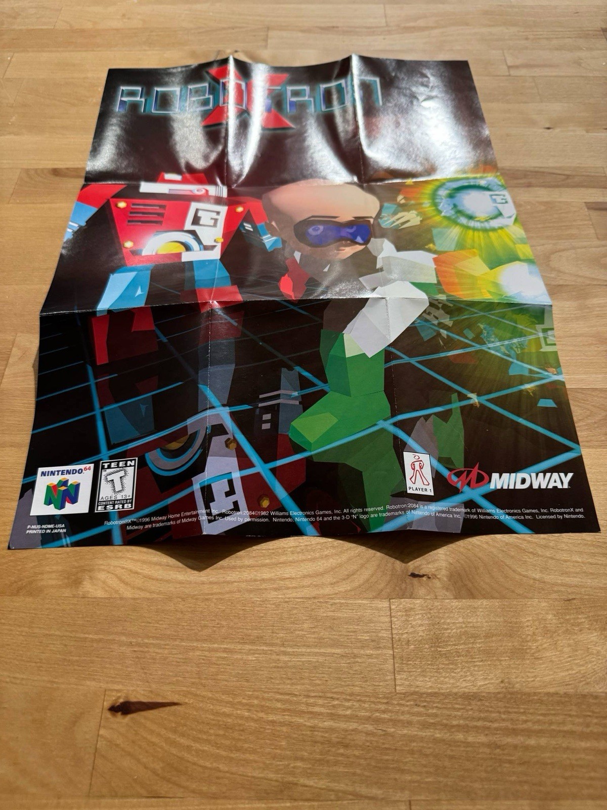 Robotron X Poster N64 Nintendo 64 Promo Insert 1996 Midway VTG Fold-Out Art