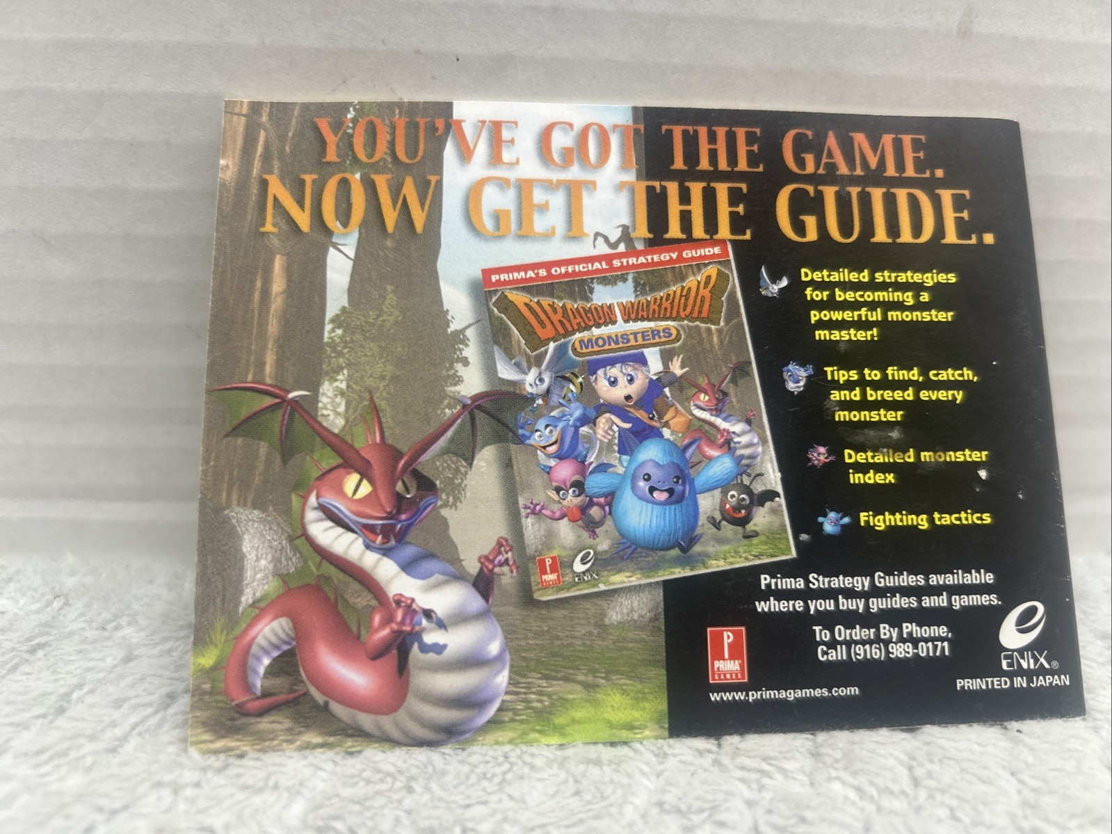 Dragon Warrior Monsters Game Boy Color Nintendo Instruction Manual Only