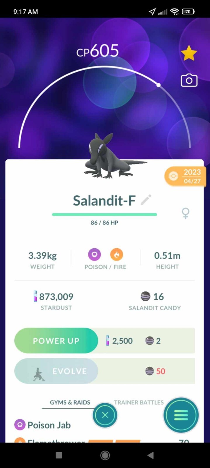 Pokemon Salandit F (Evolution to Salazzle) – TRA’DE GO – Read Description
