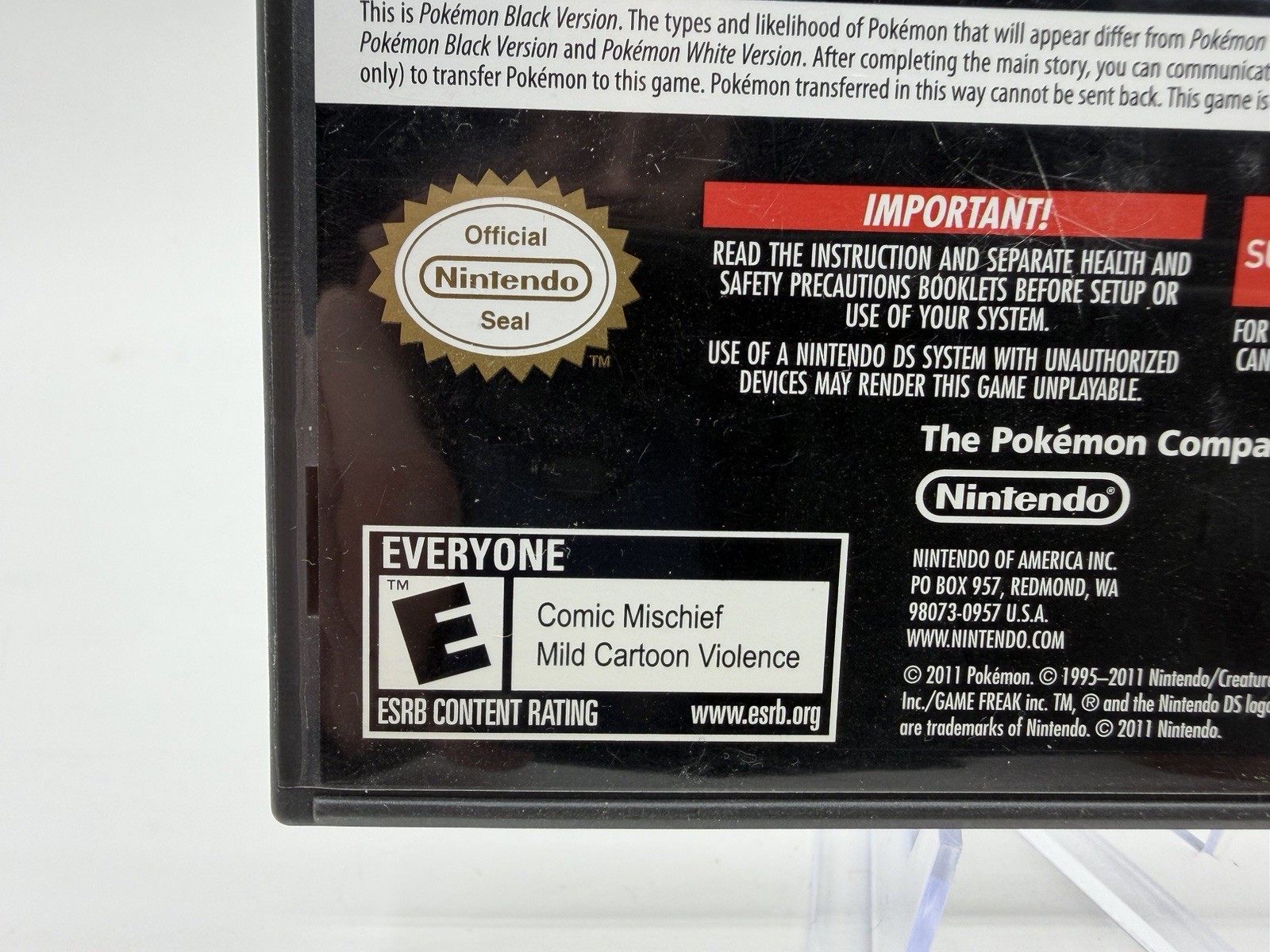 POKEMON BLACK VERSION NINTENDO DS AUTHENTIC TESTED MINT CLEAN 1st Print