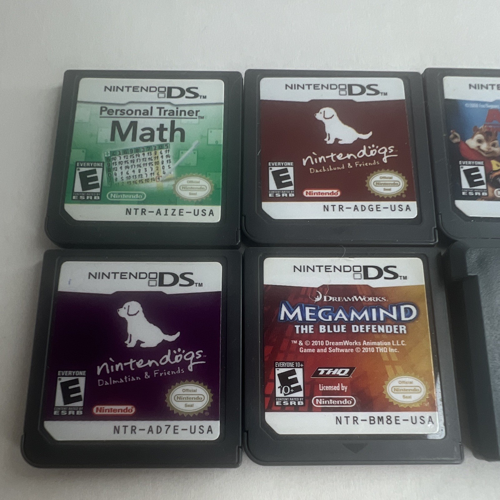 Nintendo DS & GBA Lot of 6 Games Nintendogs Alvin Megamind Scrabble Trainer