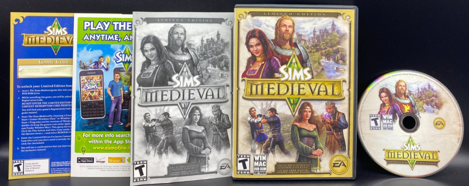 Sims Medieval Limited Edition Game (PC Windows/Mac, 2011) Complete CIB