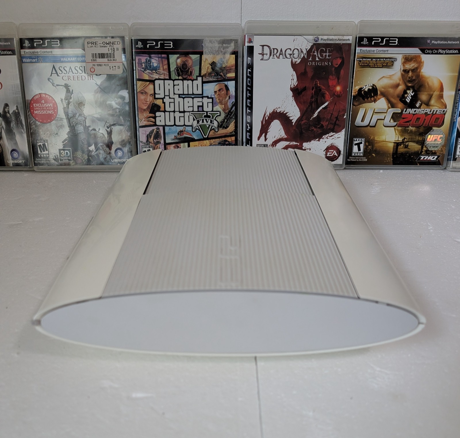 Sony PS3 Super Slim 500GB White Console Bundle 2 OEM Sony Controllers 8 Games…