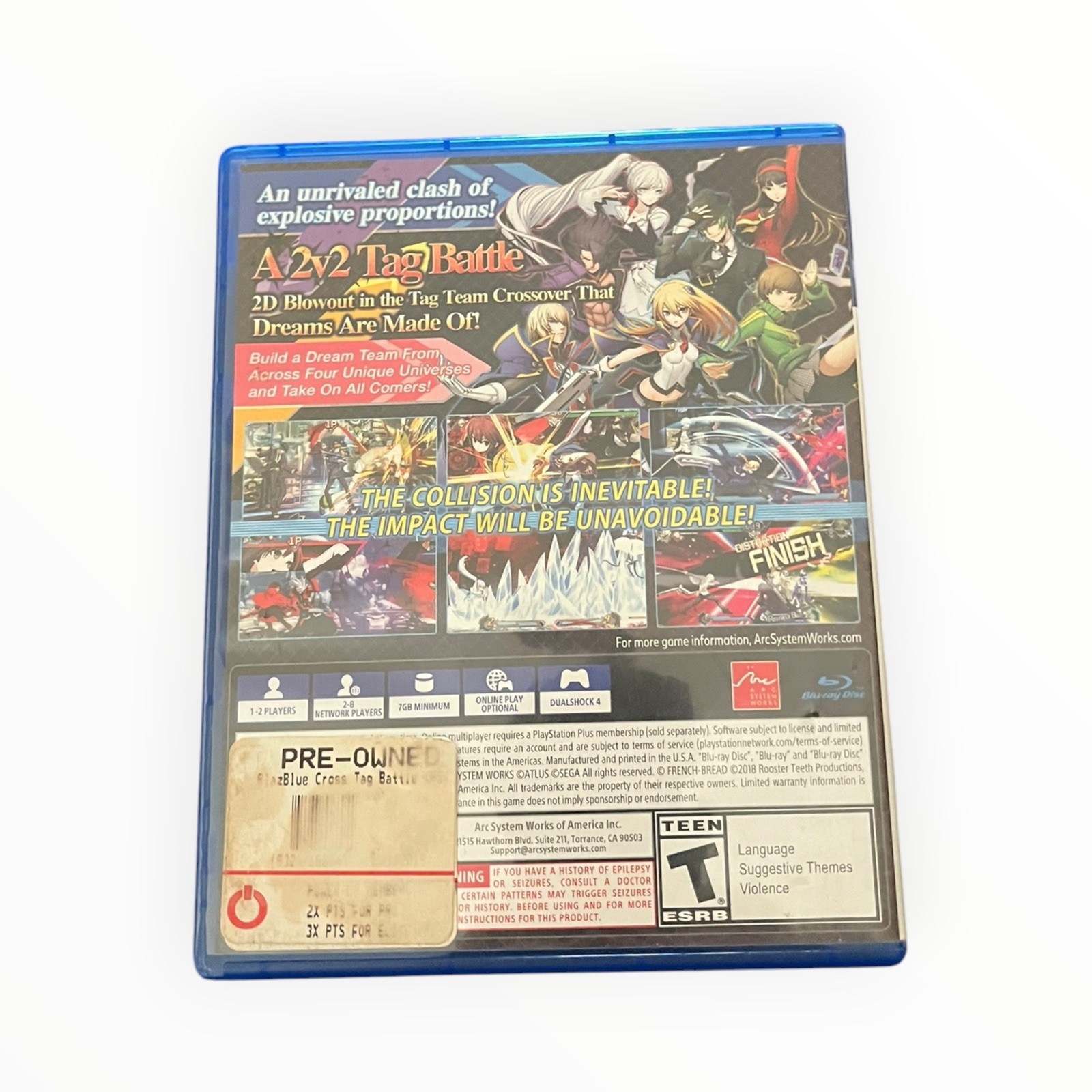 BlazBlue Cross Tag Battle PS4 Complete CIB Tested Arc System Works
