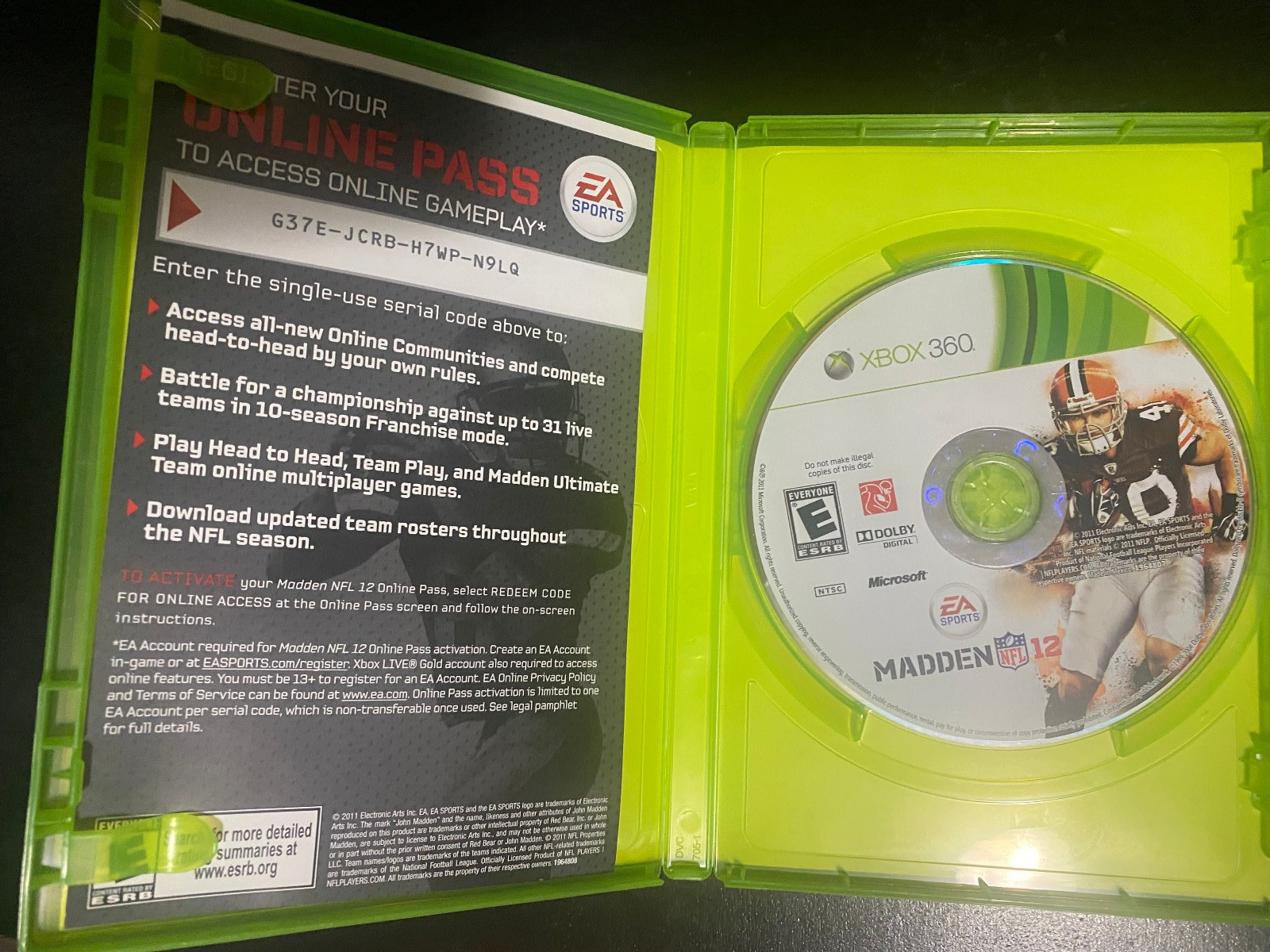 Madden NFL 12 – Microsoft XBox 360 – EA Sports – Acceptable Condition