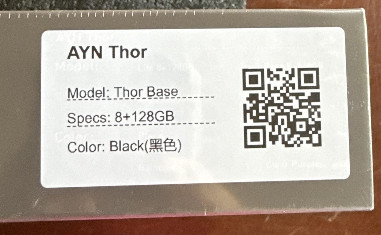 AYN Thor Base 8 GB – 128 GB Storage Black-New Sealed