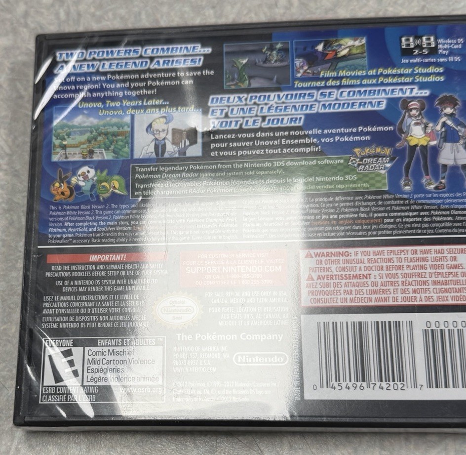 Pokémon Black Version 2 Nintendo DS, 2012 New Factory Sealed Authentic Protector