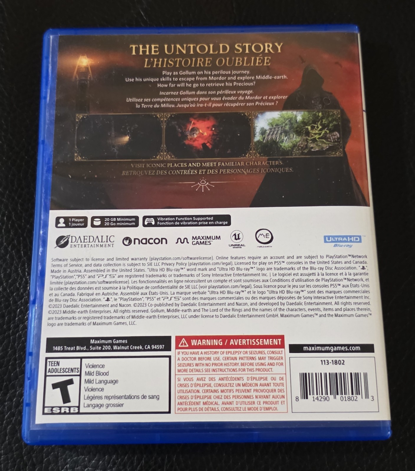 Replacement Case (NO GAME) The Lord of the Rings Gollum PlayStation 5 PS5