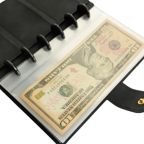 20 Clear PP Pockets Discbound Currency Collection Album, Inner 6.42 x Black