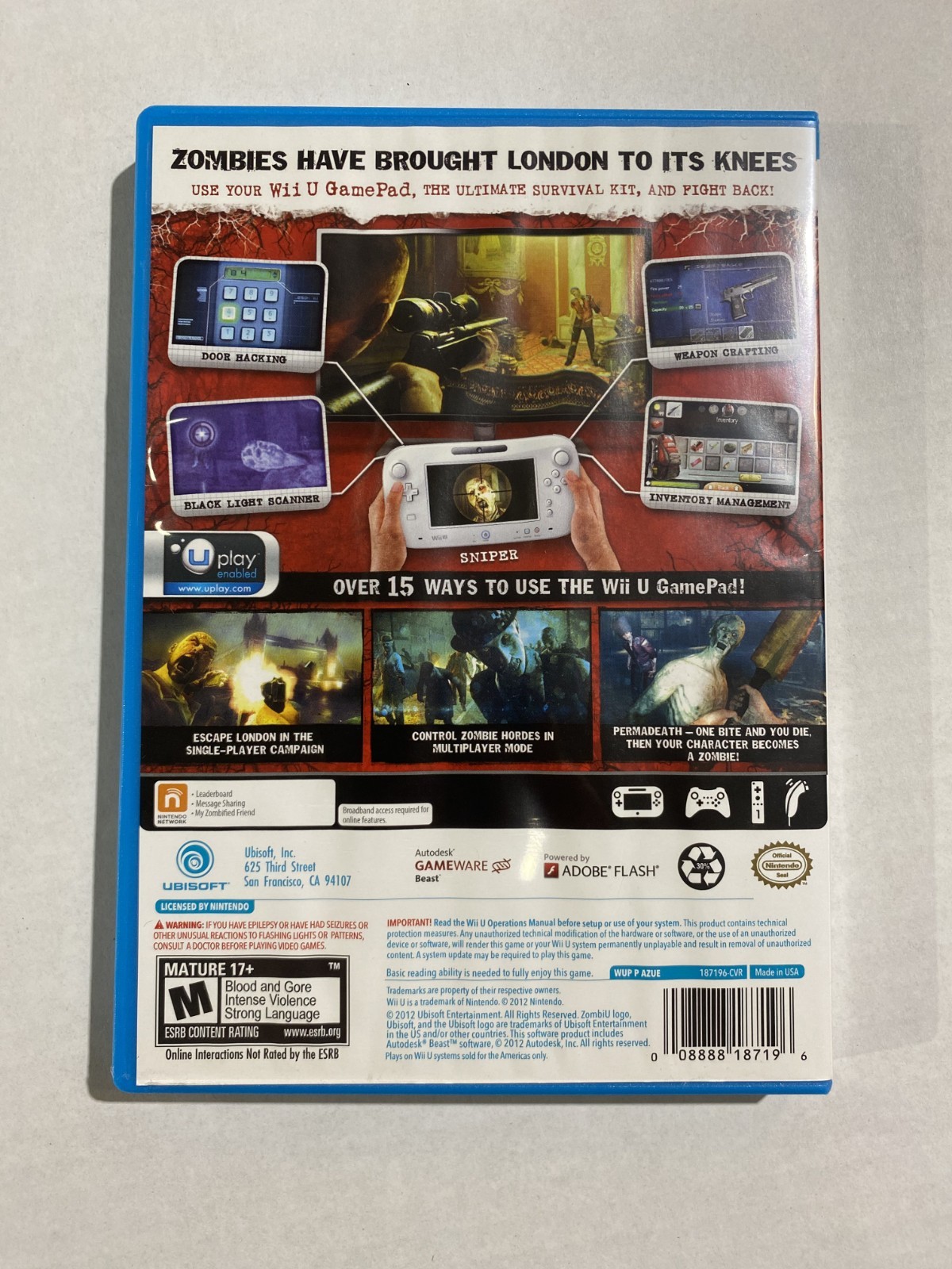 ZombiU (Nintendo Wii U) – Innovative GamePad Use Tested Free Shipping