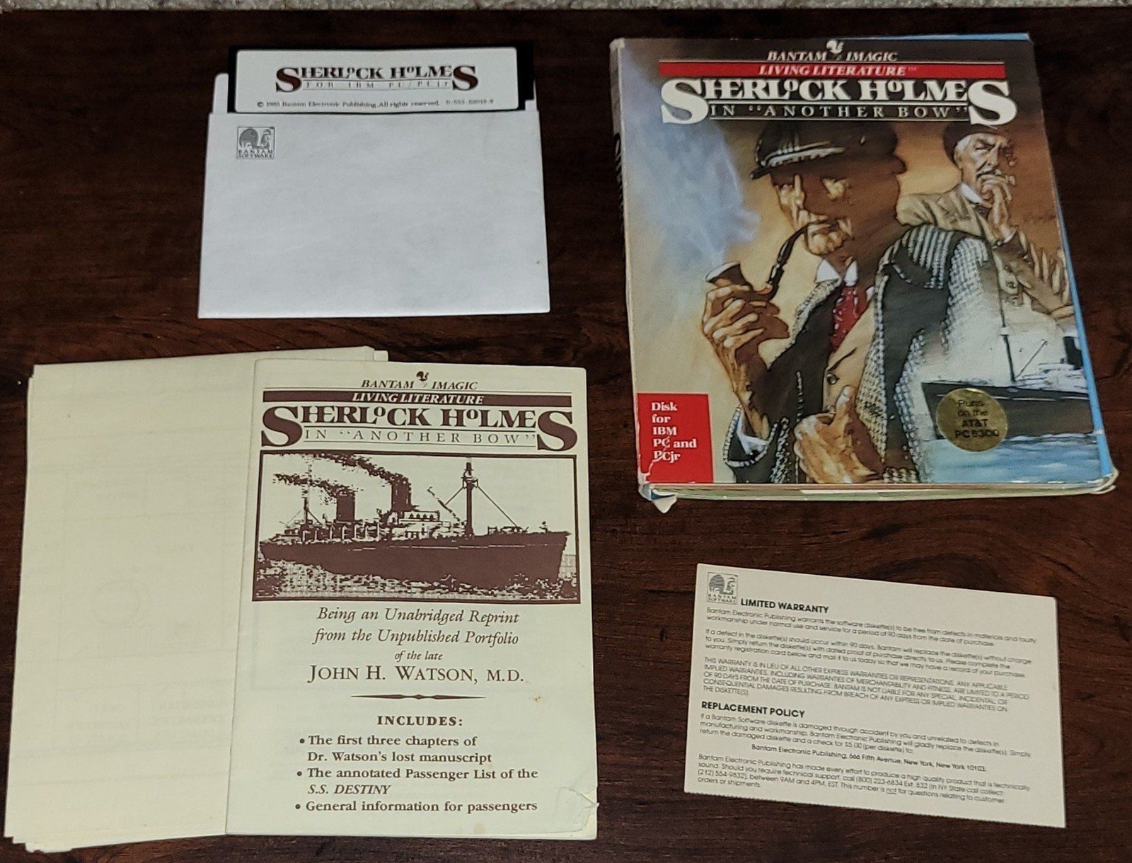Sherlock Holmes in Another Bow IBM PC — Disk, Box, Manual, Map, & Warranty Card