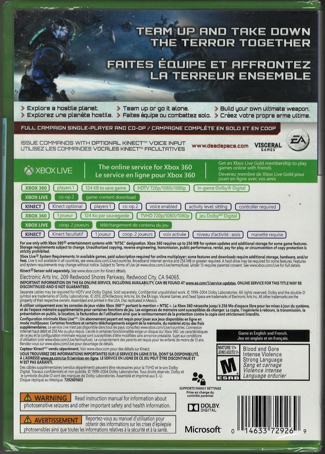 Dead Space 3 (Platinum Hits) Xbox 360 (Brand New Factory Sealed US Version) Xbox