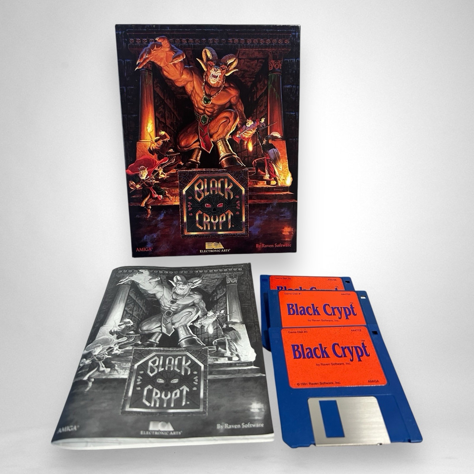 Black Crypt Commodore Amiga Big Box Game Complete CIB 3.5″ Floppy