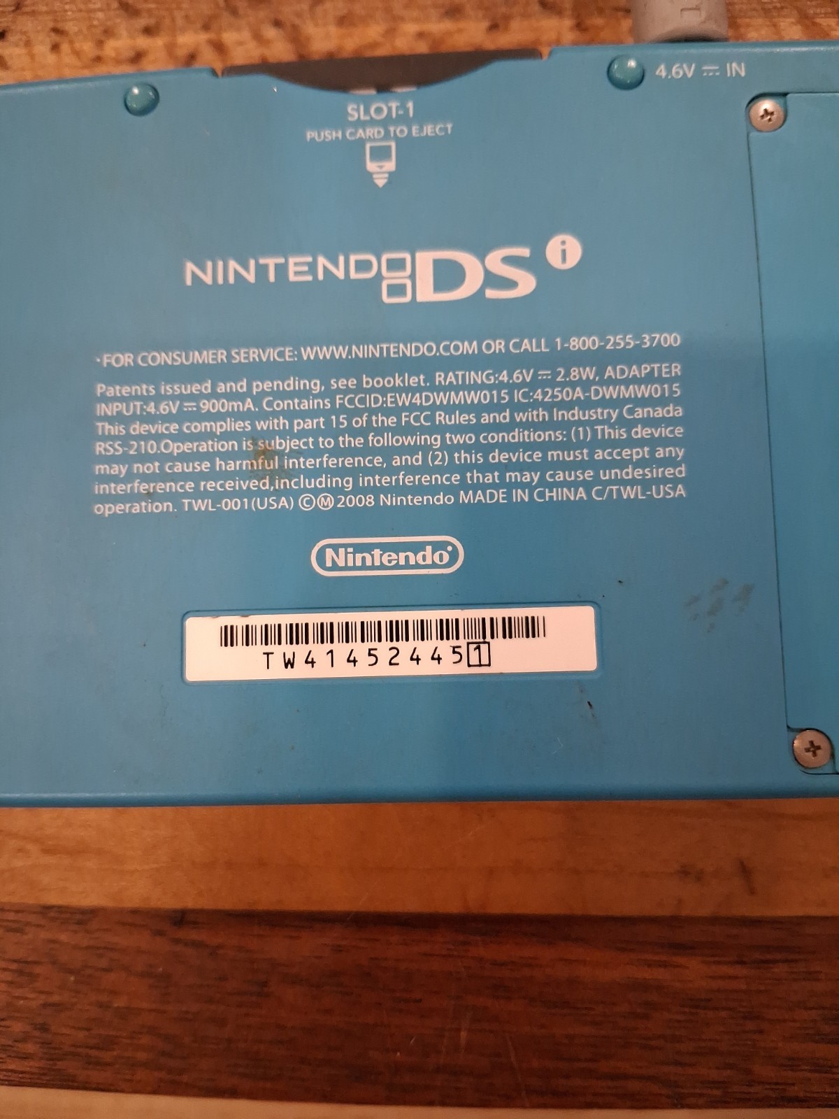 Nintendo DSi TWL-001 Teal Blue SD Card No Stylus No Games Tested Works *look*
