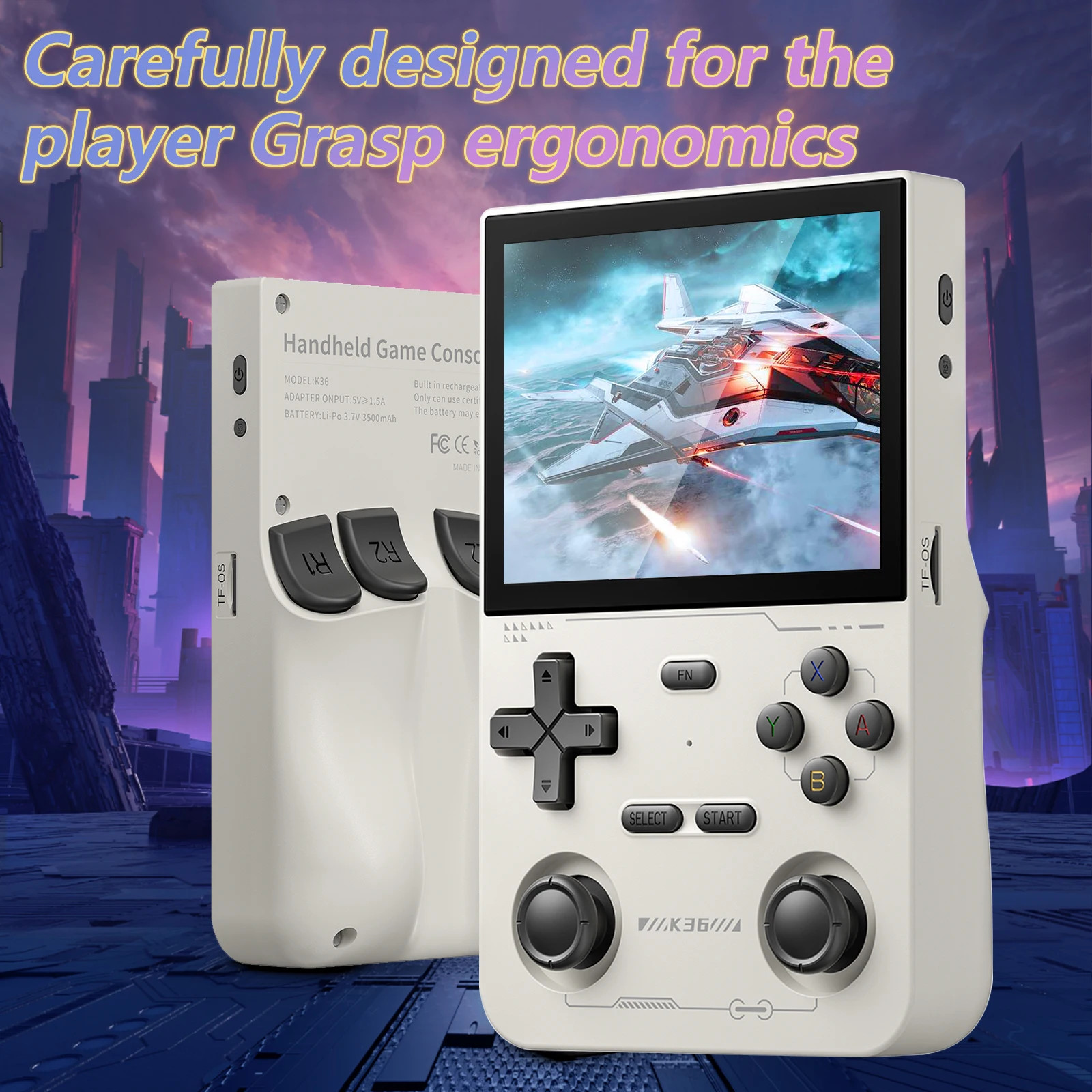 GAMINJA K36 Handheld Game Console 3.5Inch IPS 640×480 Screen Built in 64GB