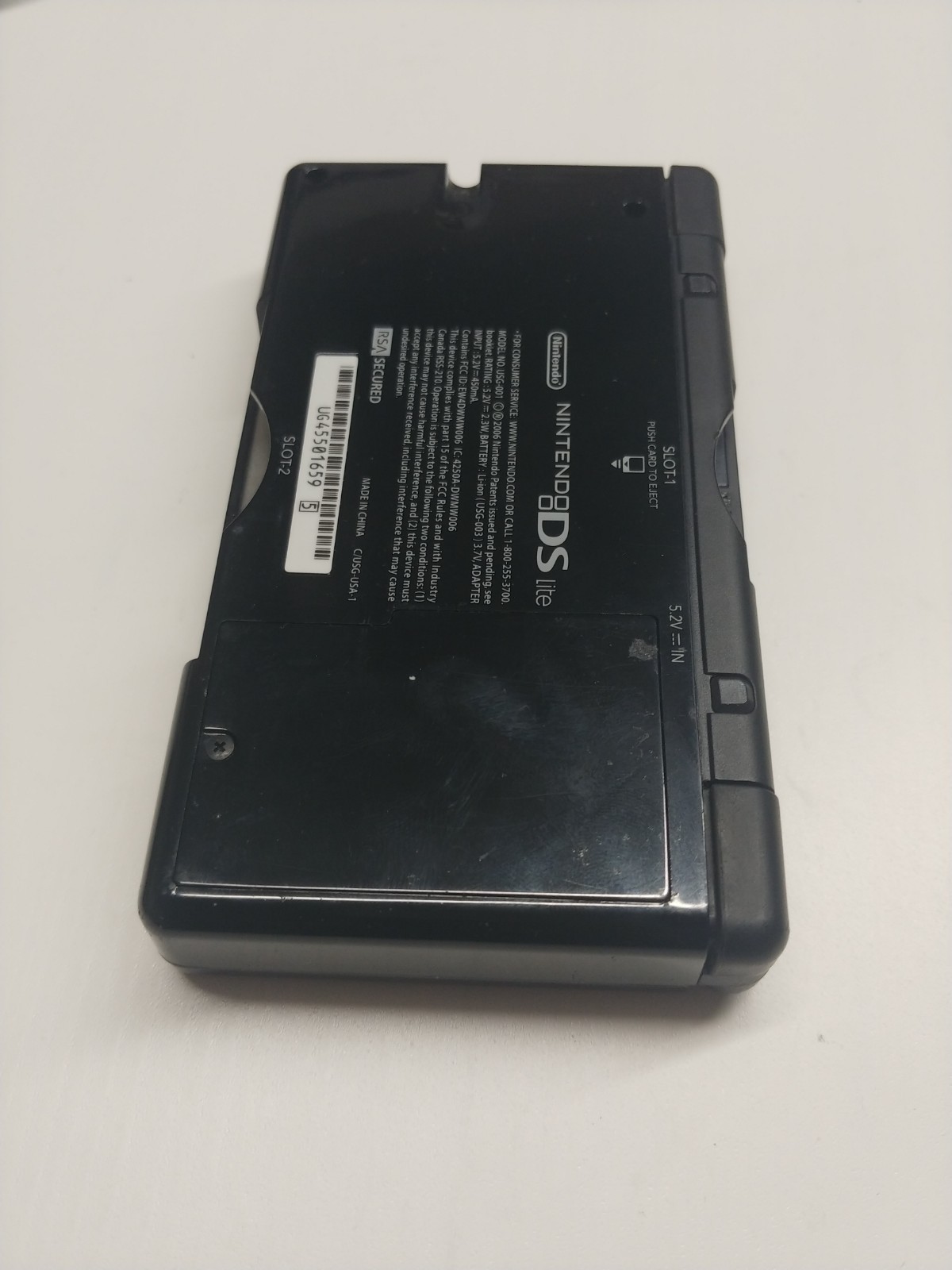 Nintendo DS Lite Onyx Black Handheld Gaming System Console Only Broken Hinge