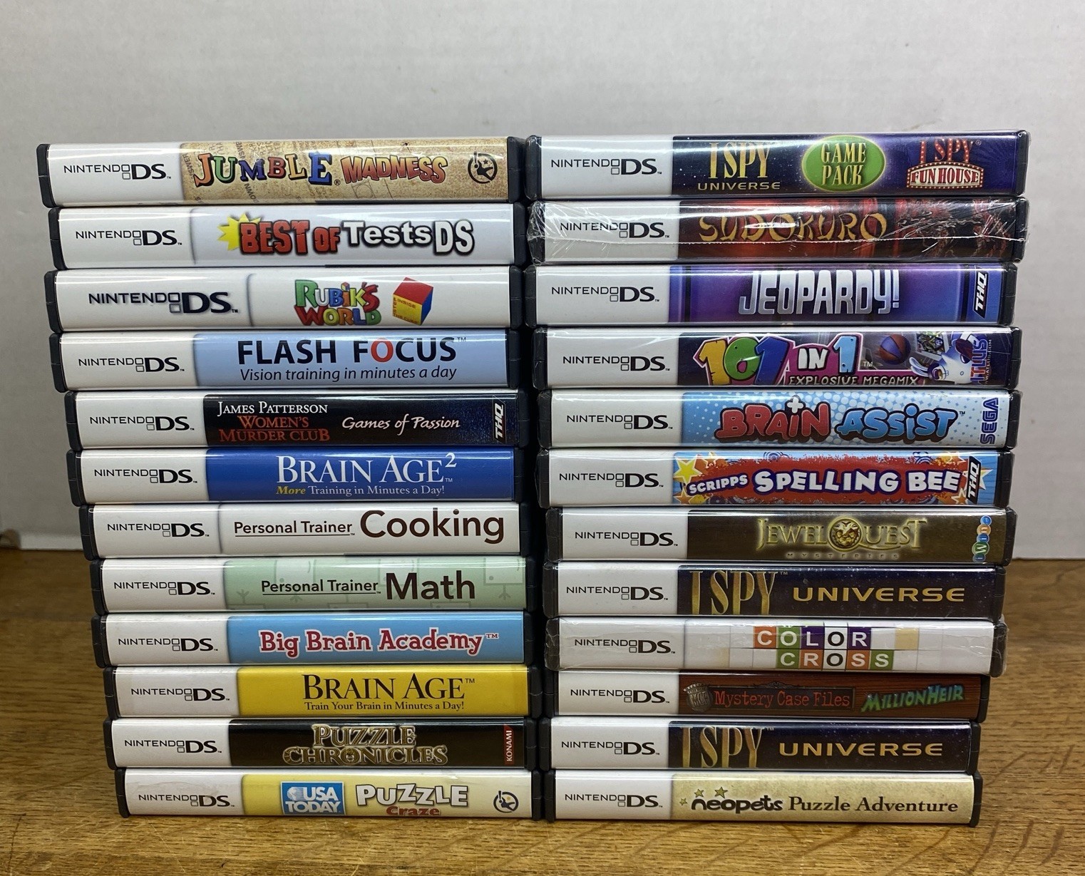 Nintendo DS 24 Game Lot 9 New Sealed & 15 CIB Tested Brain Age Puzzle Jeopardy +