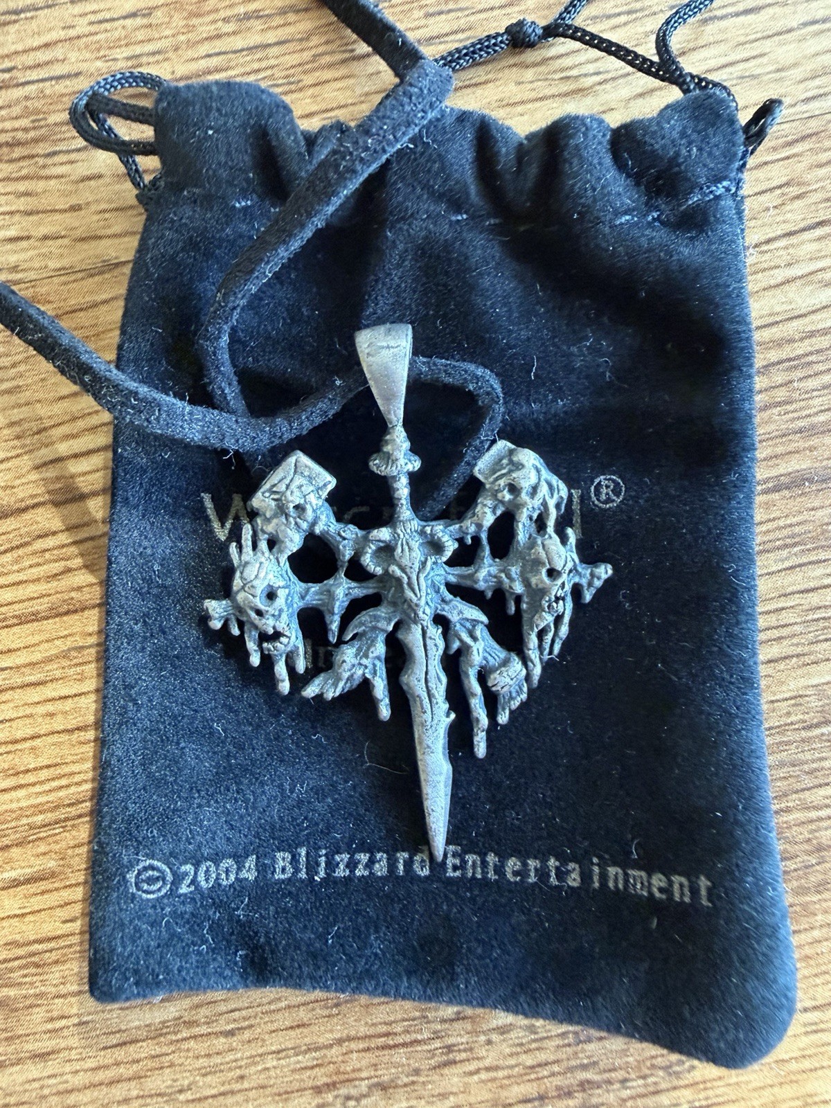 Rare Warcraft 3 Undead Seal Necklace With Drawstring Pouch- 2004