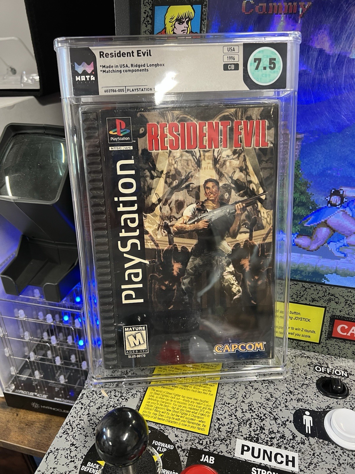 1996 PS1 Resident Evil Ridged Long Box WATA 7.5 CIB Matching Components 8.0 Box!